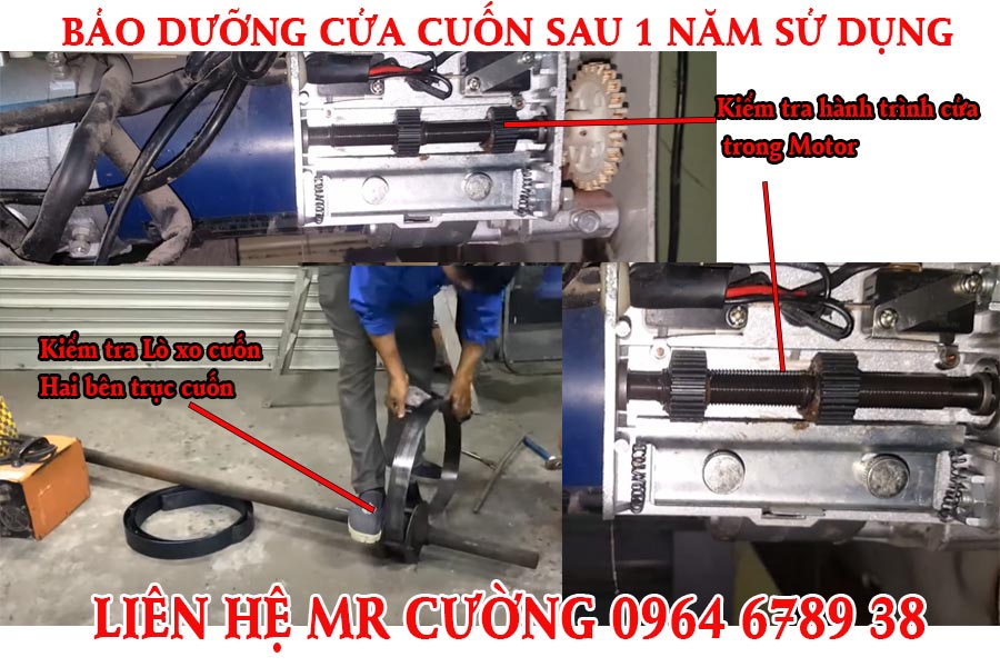 Kiểm tra hành trình cửa và trục cuốn 2 bên cửa cuốn